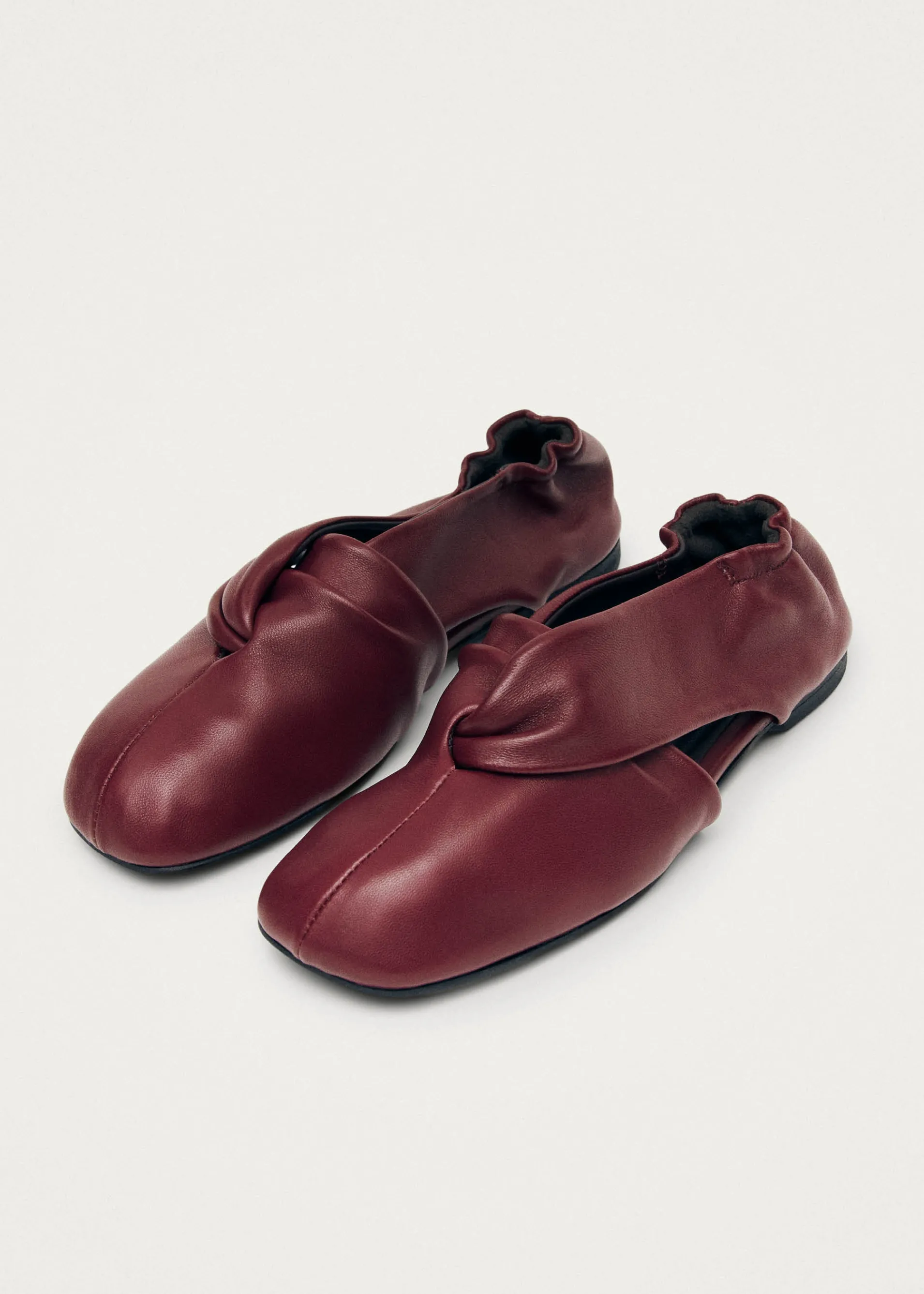 New Alaula Ballerines en Cuir Bordeaux Ballerines