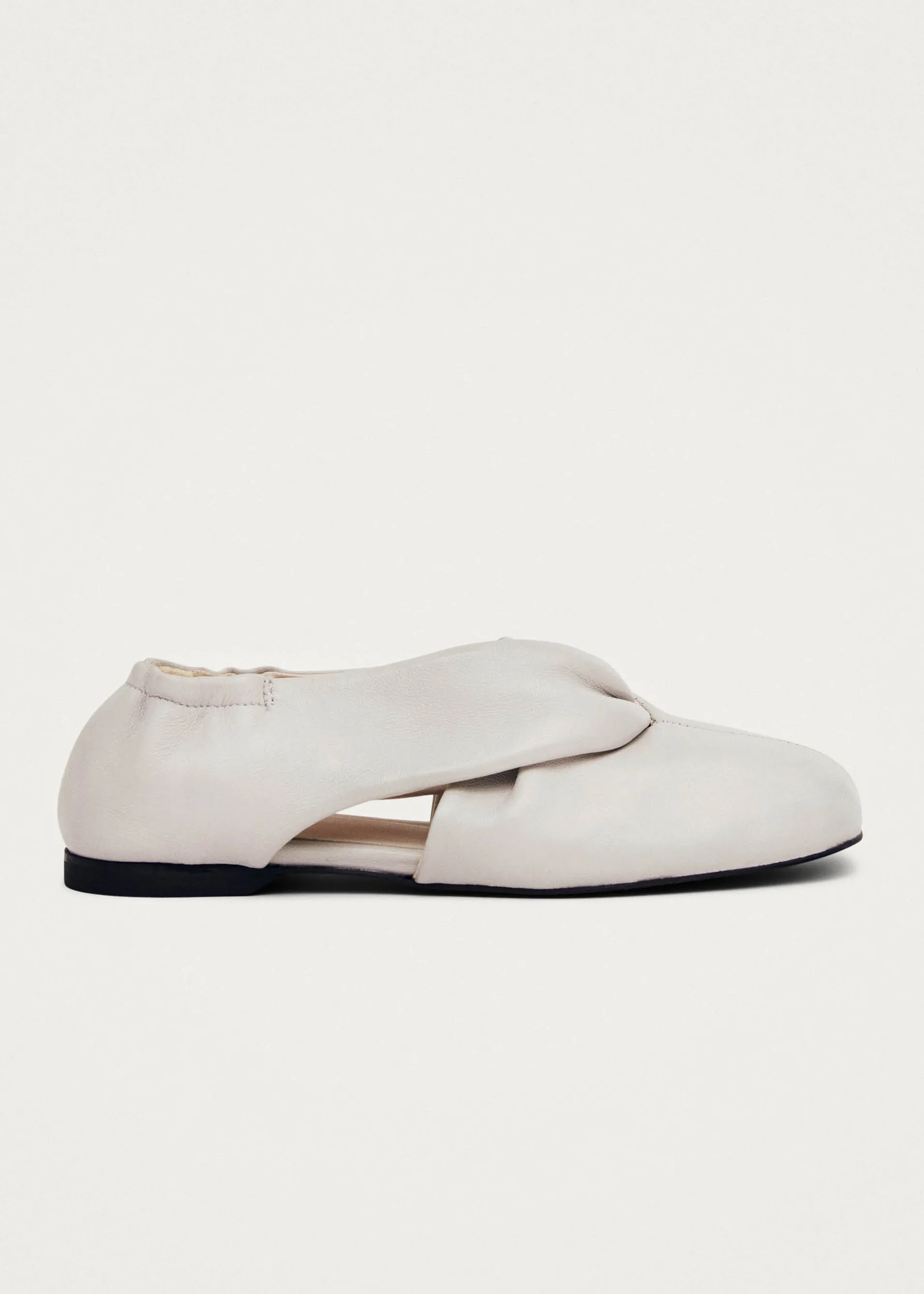 Flash Sale Alaula Light Grey Leather Ballet Flats Ballerines