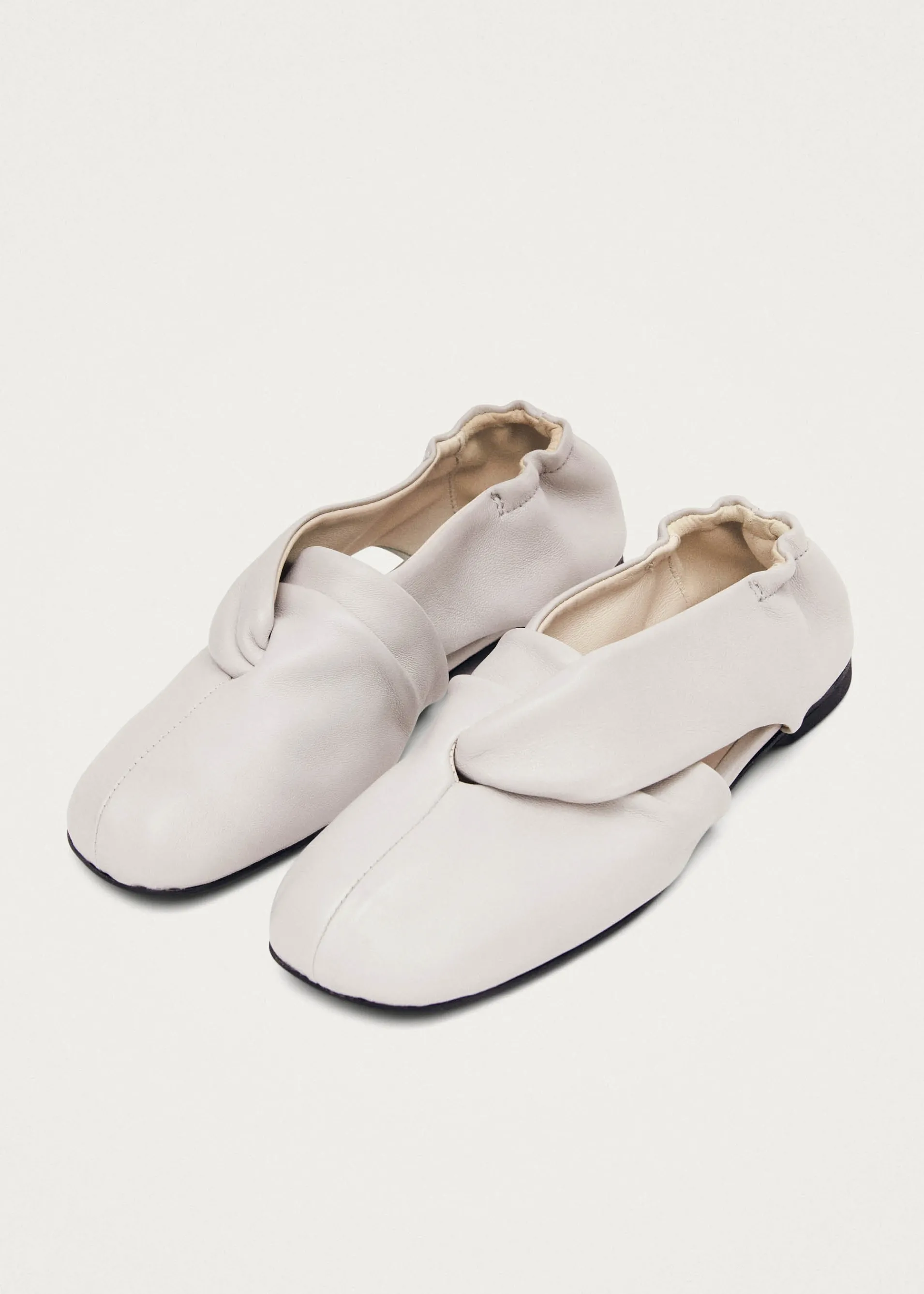 Flash Sale Alaula Light Grey Leather Ballet Flats Ballerines