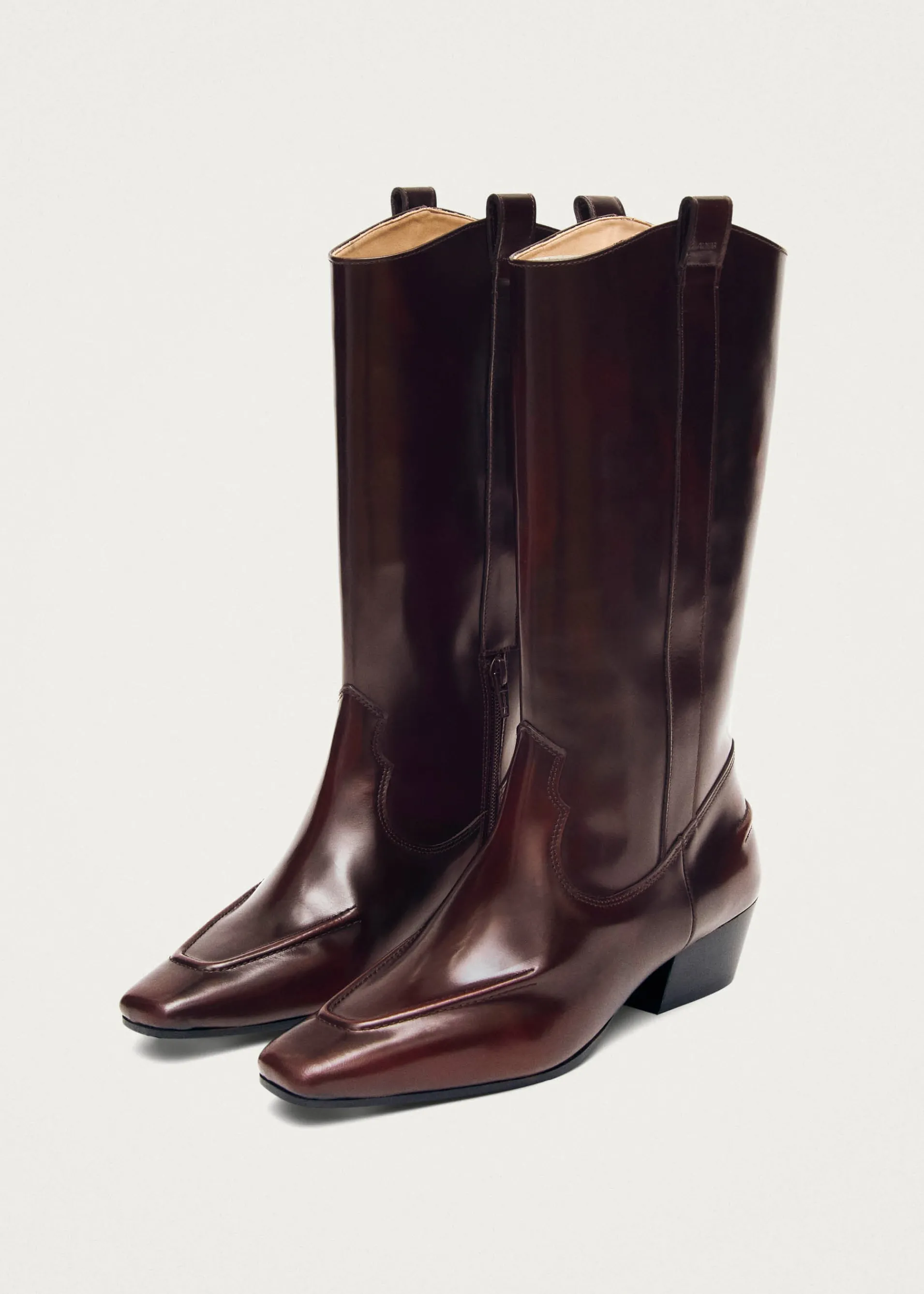 Hot Chase Brushed Bottes en Cuir Bordeaux Bottes