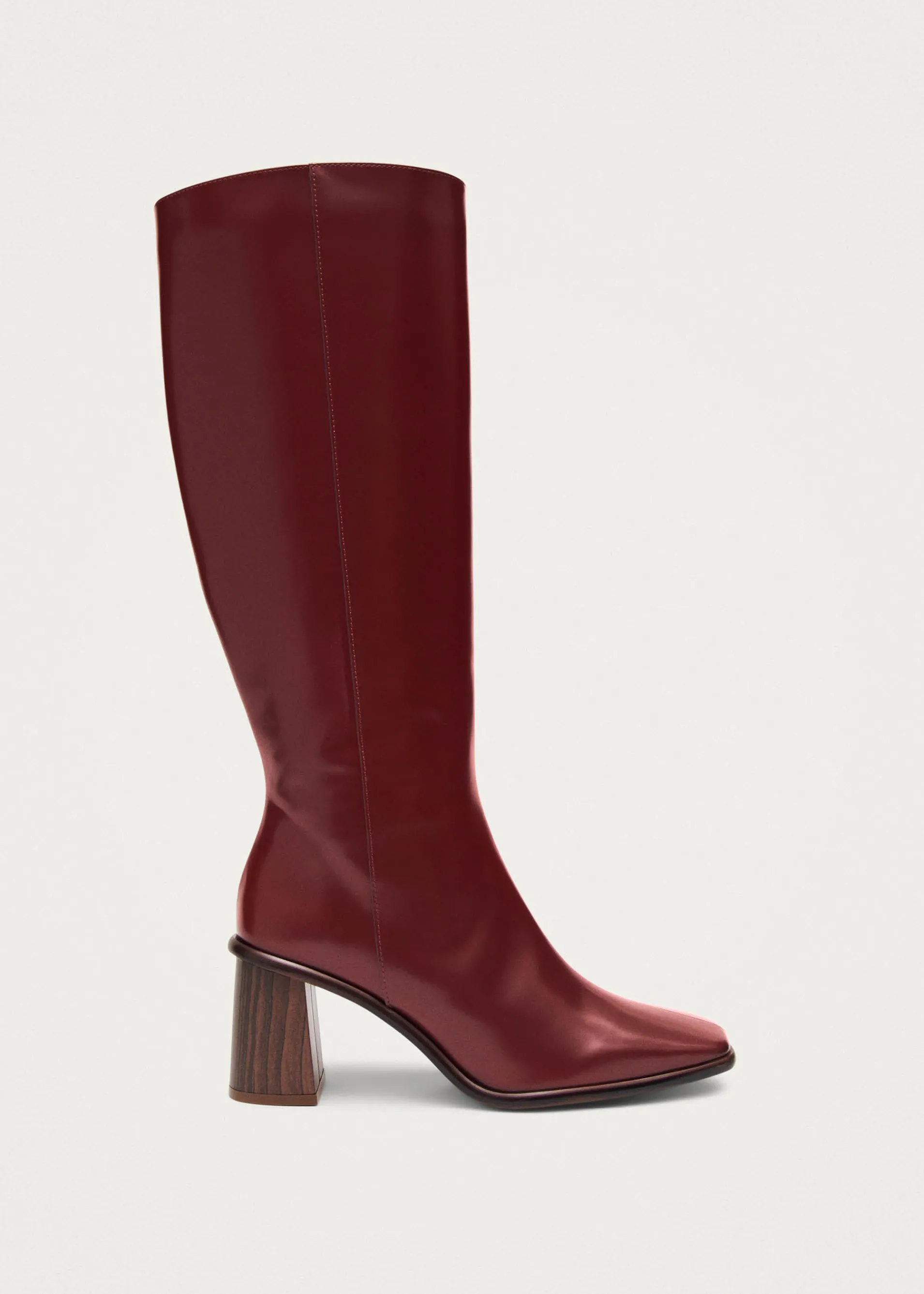 Fashion East Sleek Bottes en Cuir Bordeaux Bottes