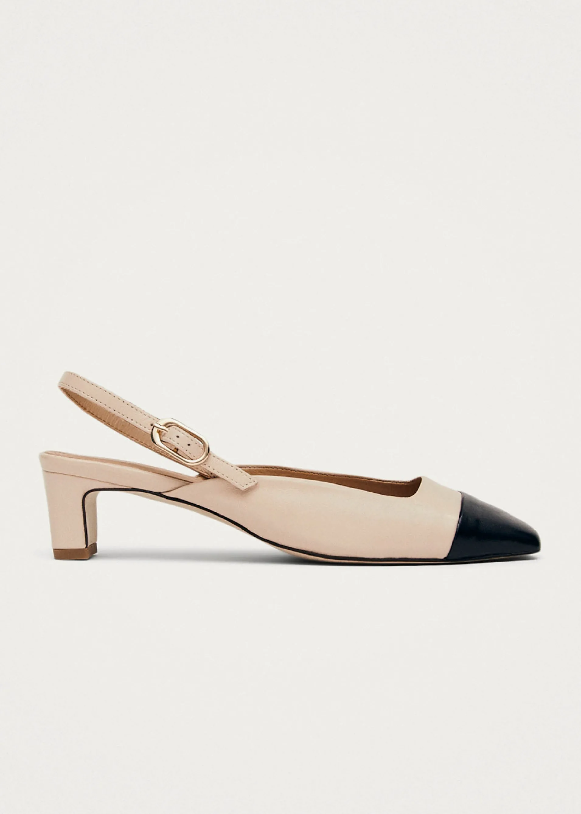 Best Lindy Escarpins Bicolore en Cuir Crème et Noir Unités Limitées | Chaussures À Talons