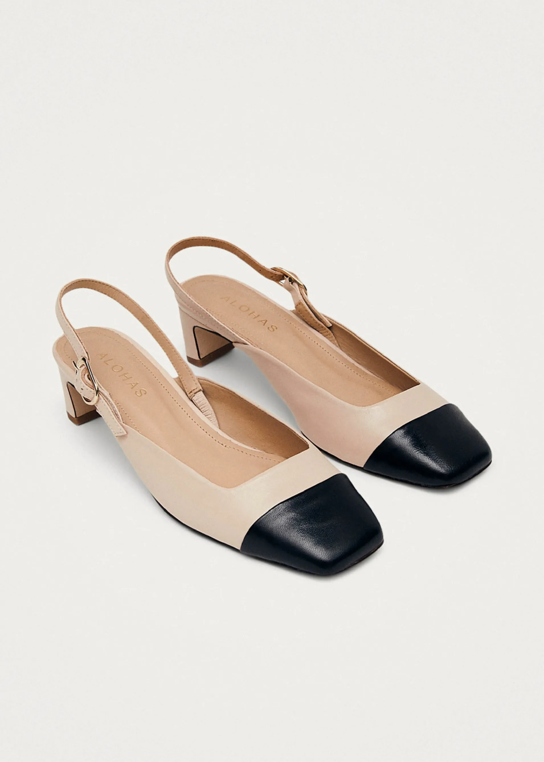 Best Lindy Escarpins Bicolore en Cuir Crème et Noir Unités Limitées | Chaussures À Talons