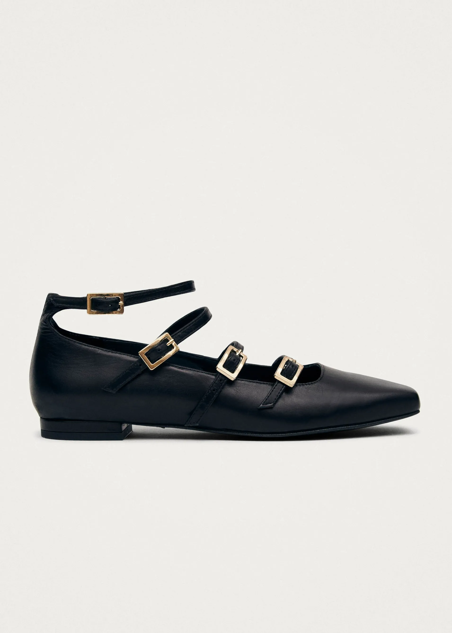 Online Luke Ballerines Mary Jane en Cuir Noir Unités Limitées | Ballerines