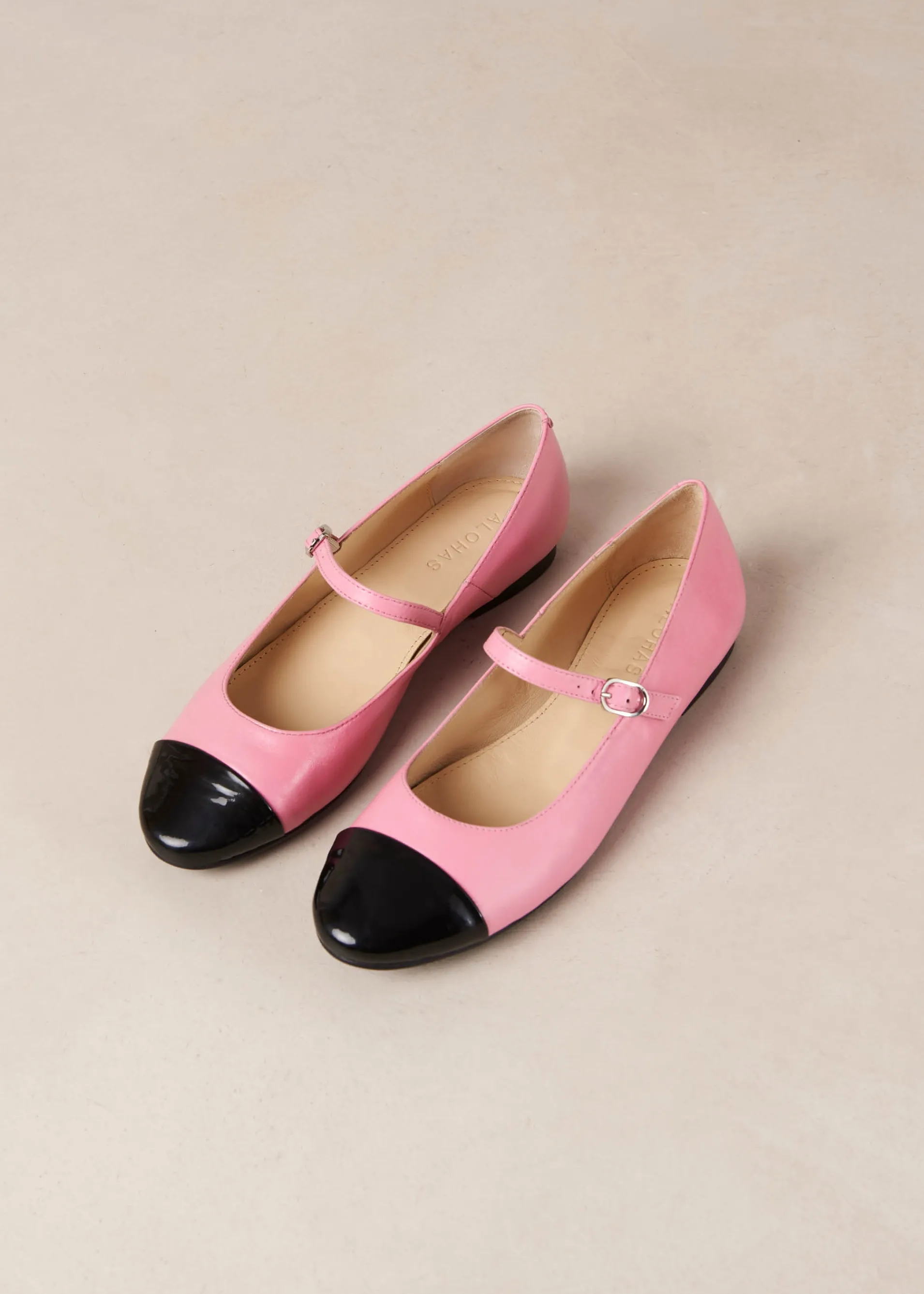 Discount Musa Bicolor Black Pink Leather Ballet Flats Ballerines