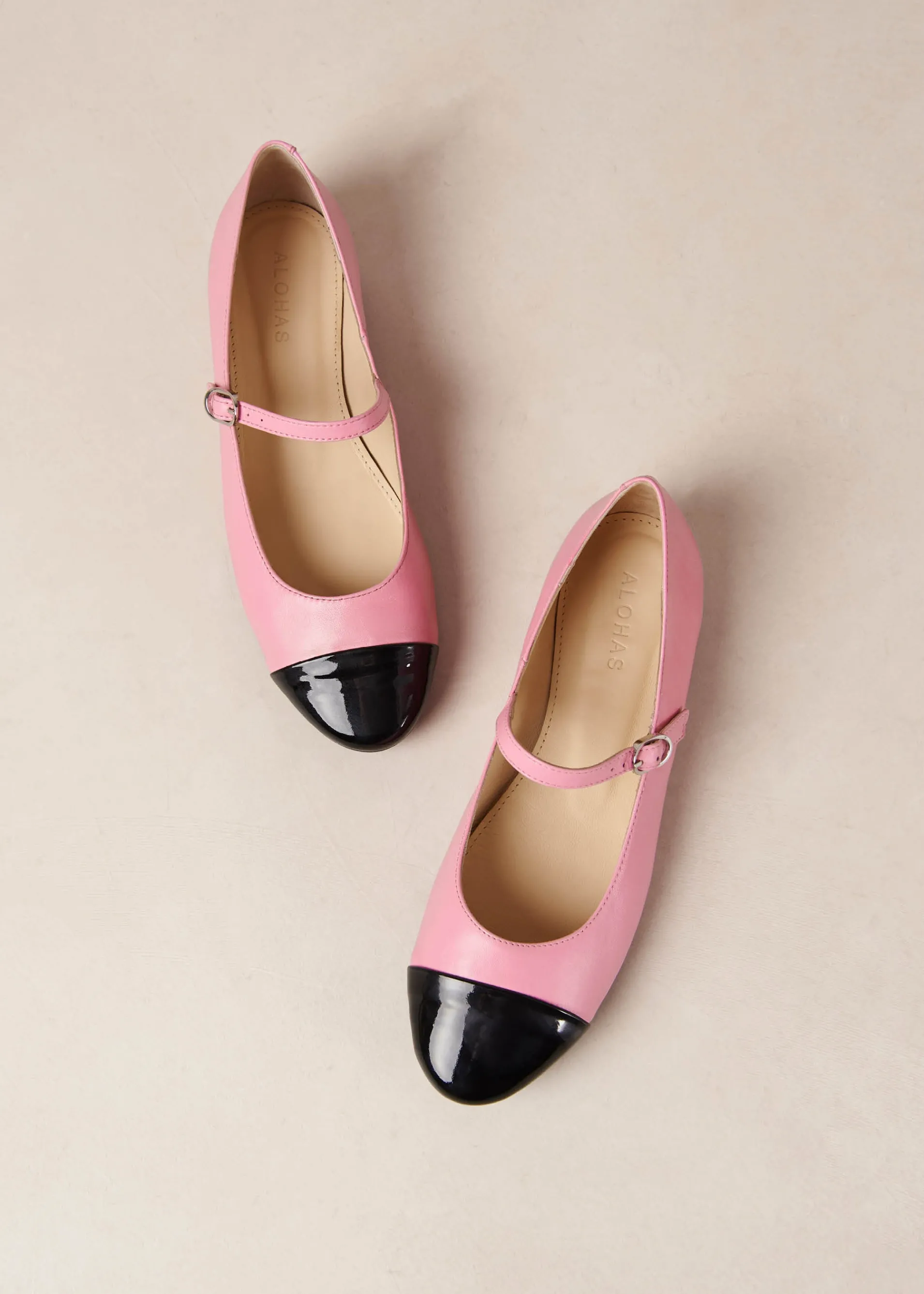 Discount Musa Bicolor Black Pink Leather Ballet Flats Ballerines
