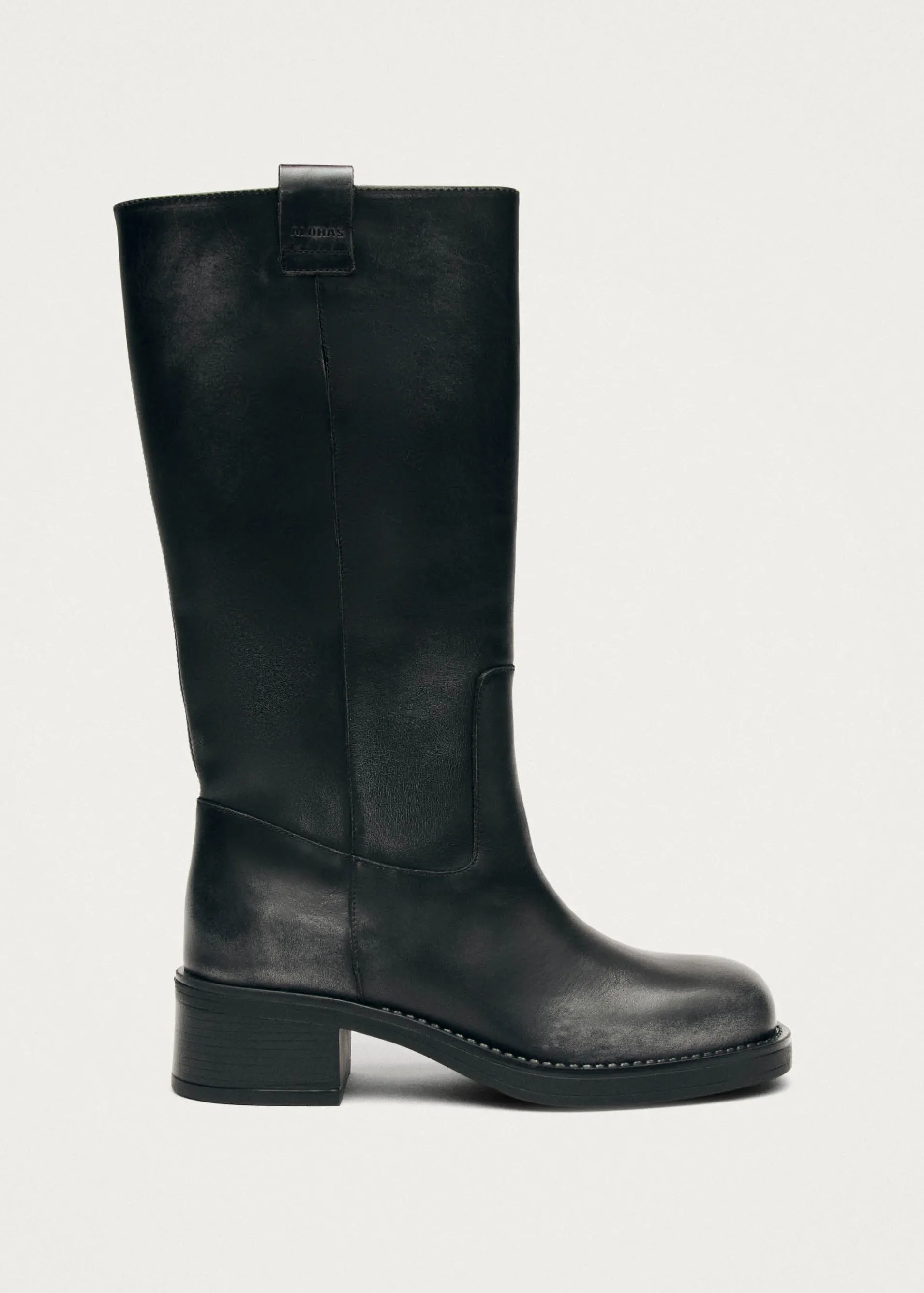 Best Sajan Bottes en Cuir Noir Bottes