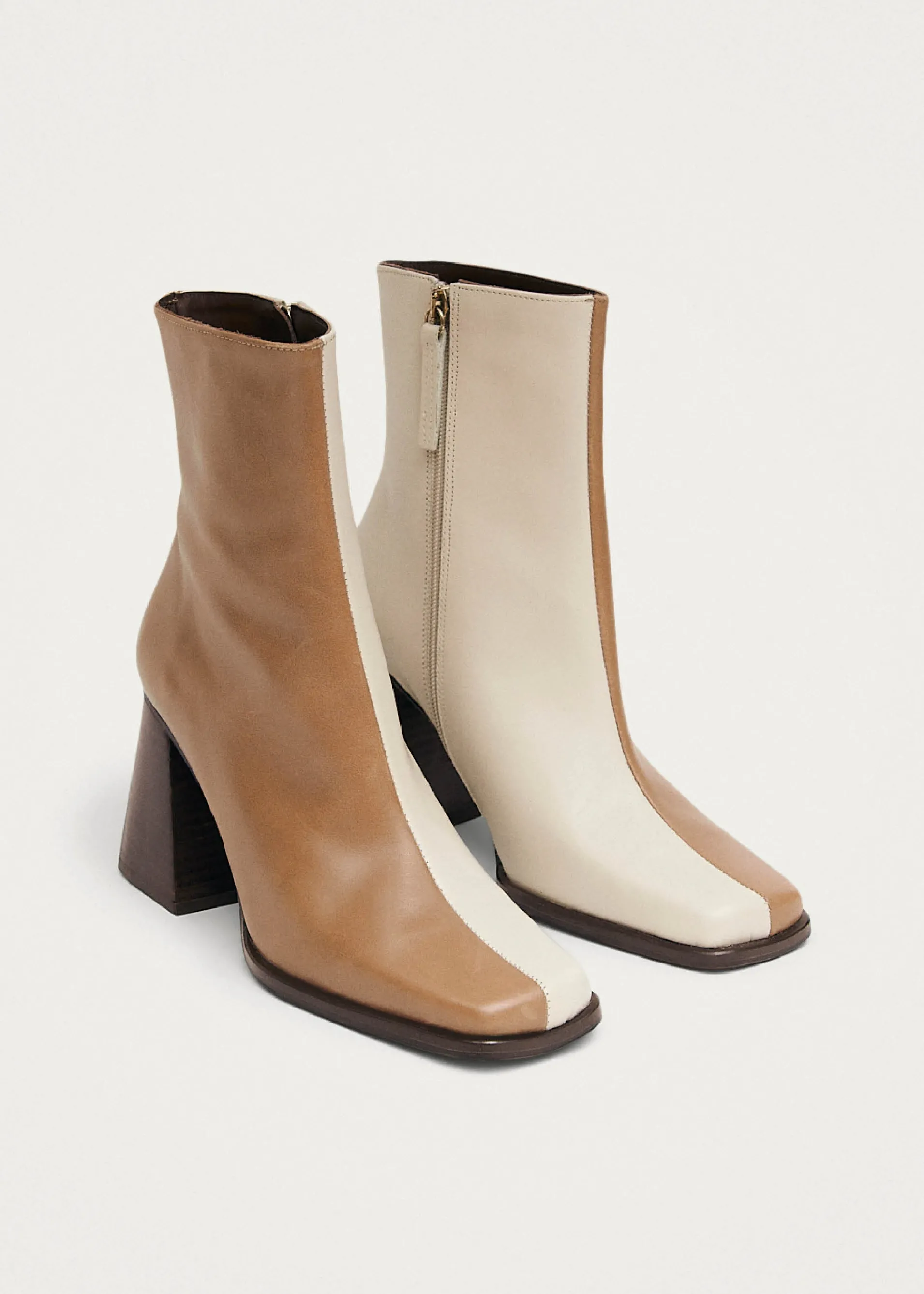 Discount South Bicolor Bottines en cuir marron et beige Unités Limitées | Bottes