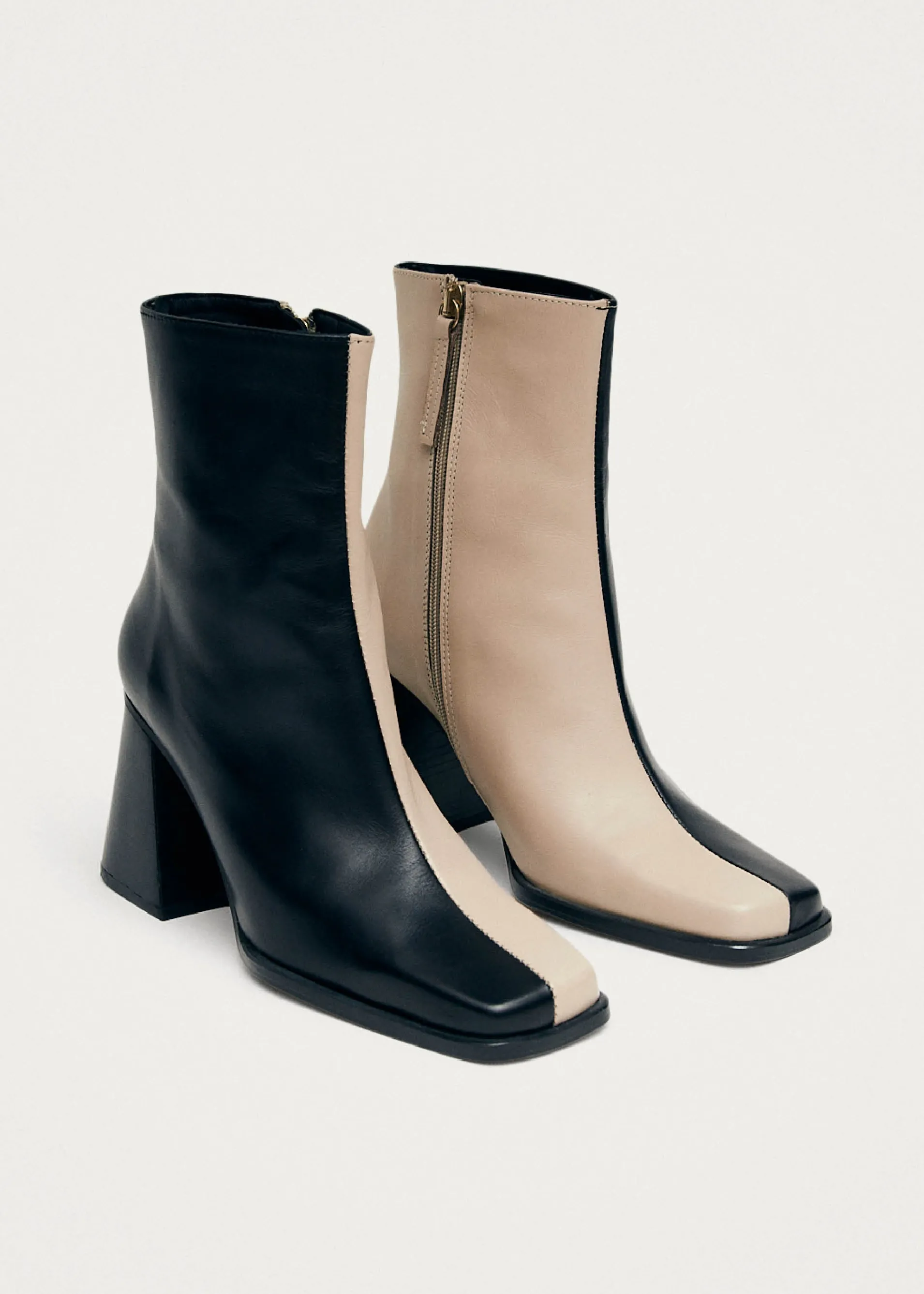Clearance South Bicolor Bottines en cuir noir et beige Unités Limitées | Bottes