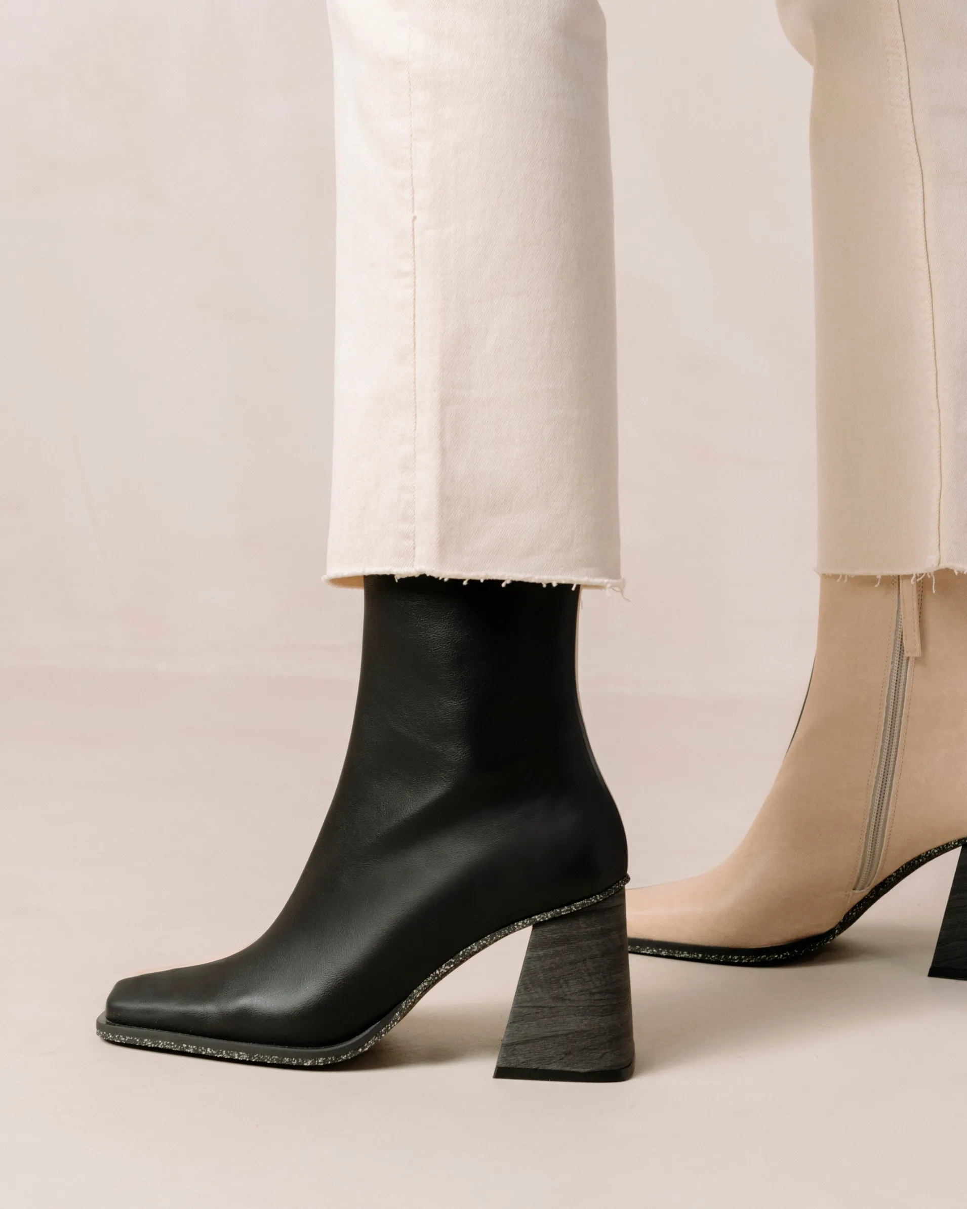 Shop South Bicolor Corn Stone Beige Black Vegan Leather Ankle Boots Vegan