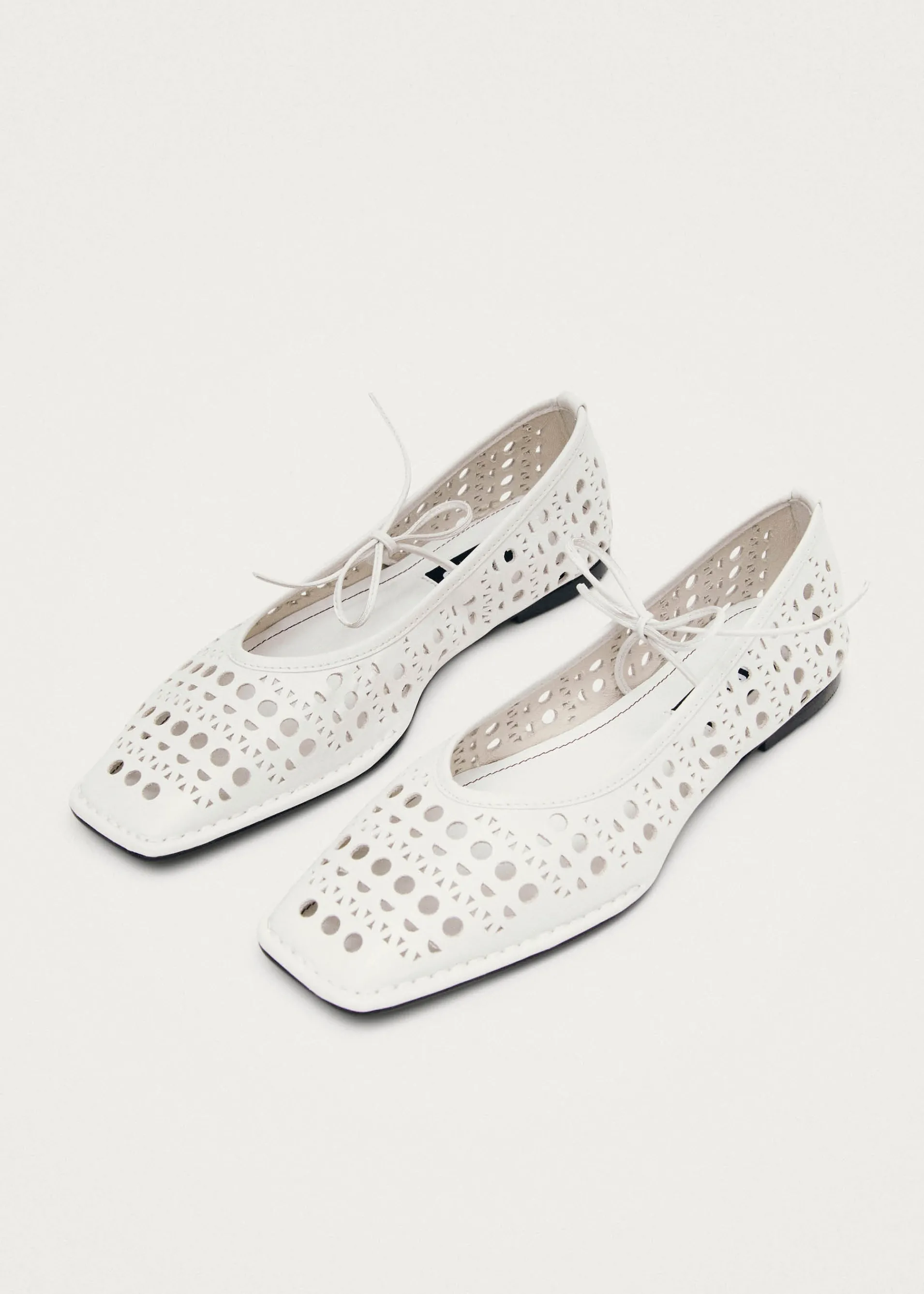 Store Sway Slit Ballerines en Cuir Blanc Ballerines