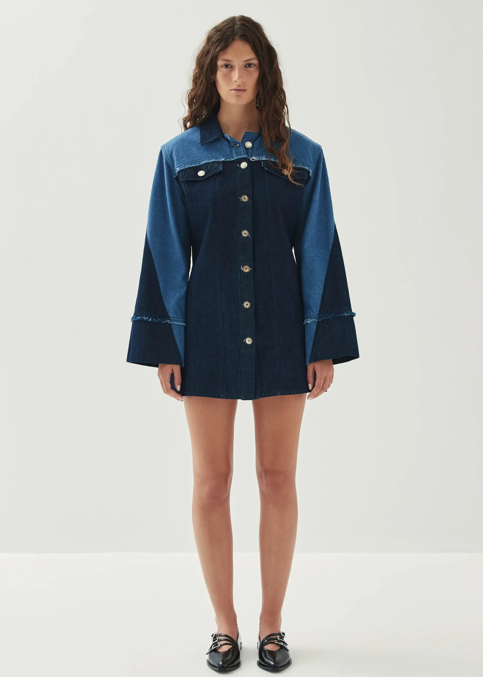 Shop Veden Bicolor Indigo Denim Dress Unités Limitées | Denim