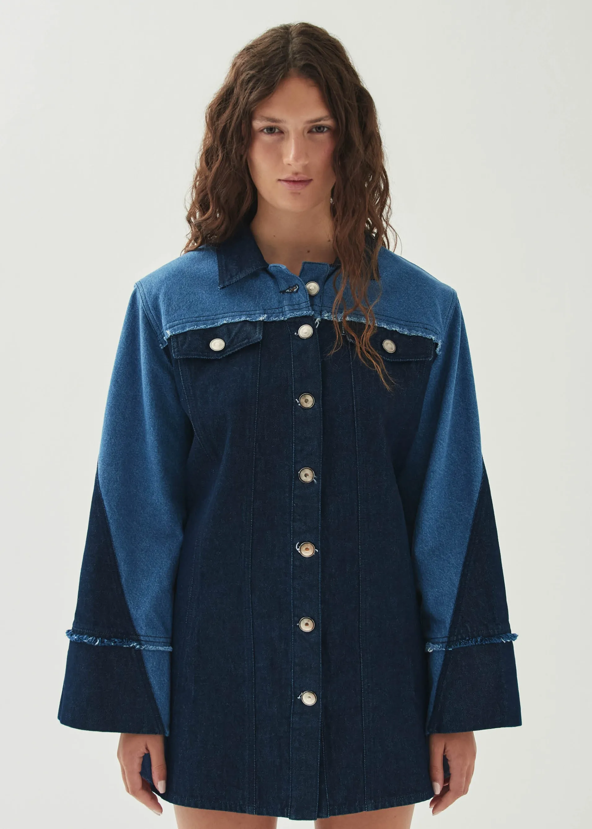 Shop Veden Bicolor Indigo Denim Dress Unités Limitées | Denim