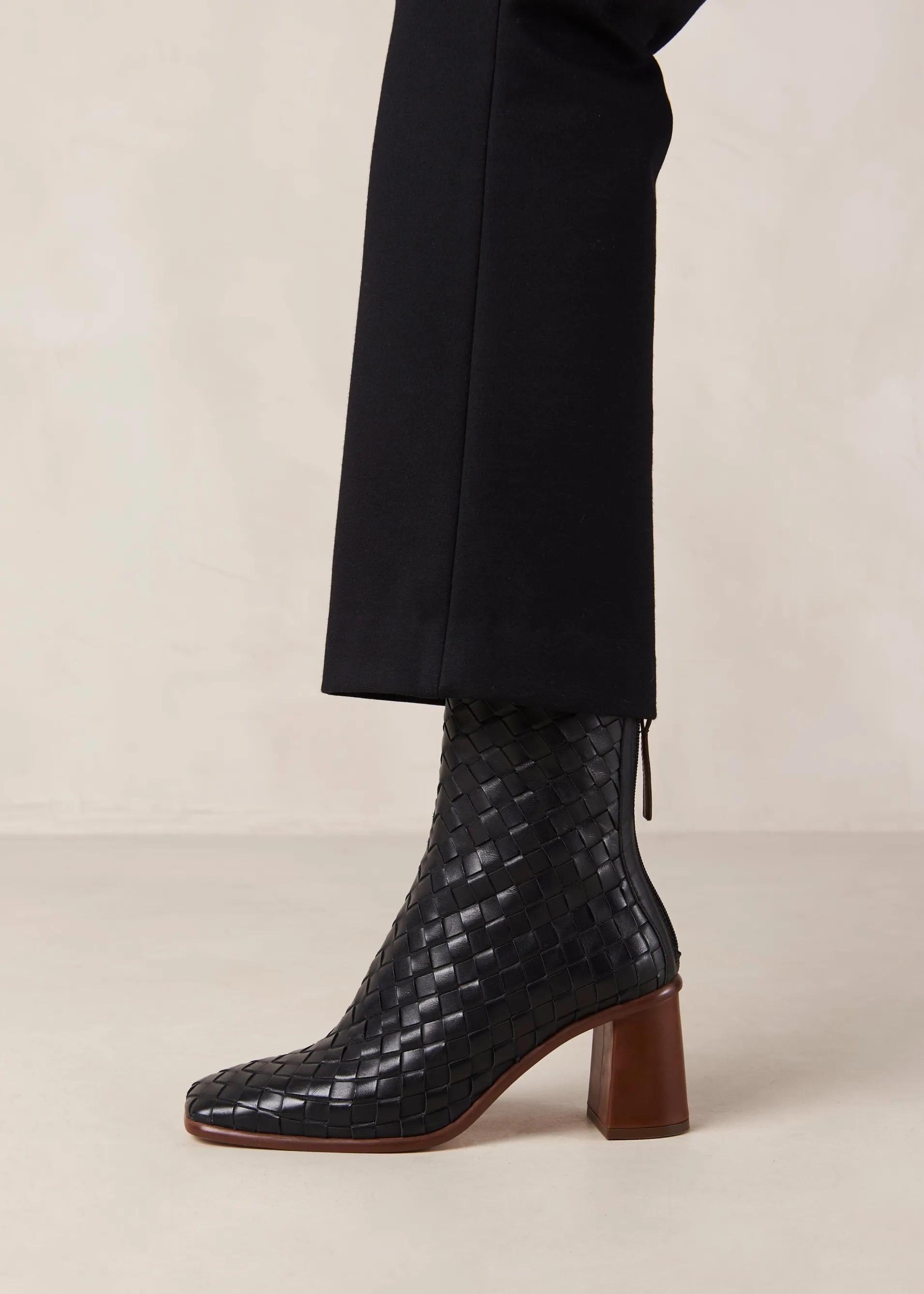 Hot West Braided Bottines en cuir noir Bottes