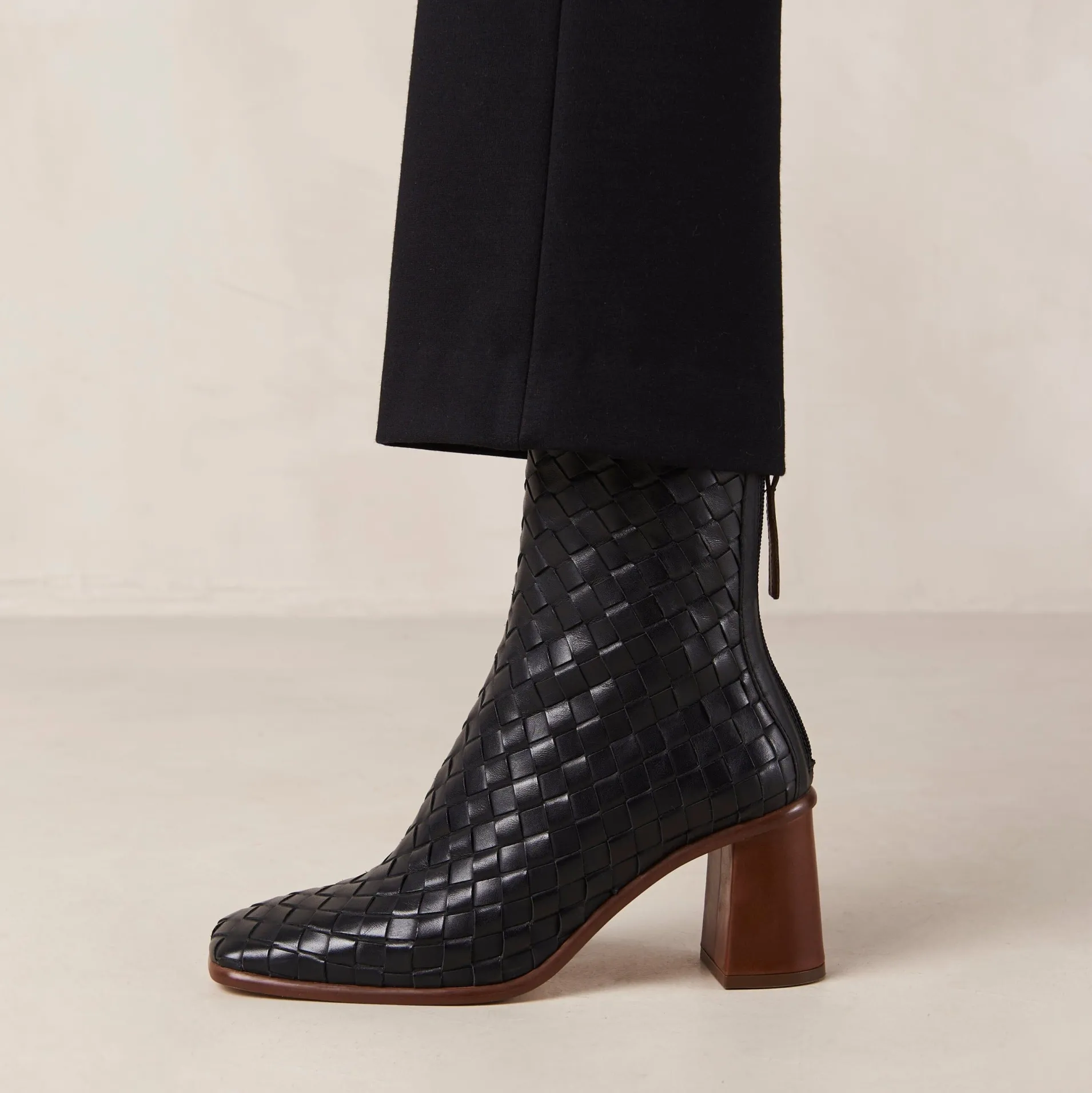 Hot West Braided Bottines en cuir noir Bottes